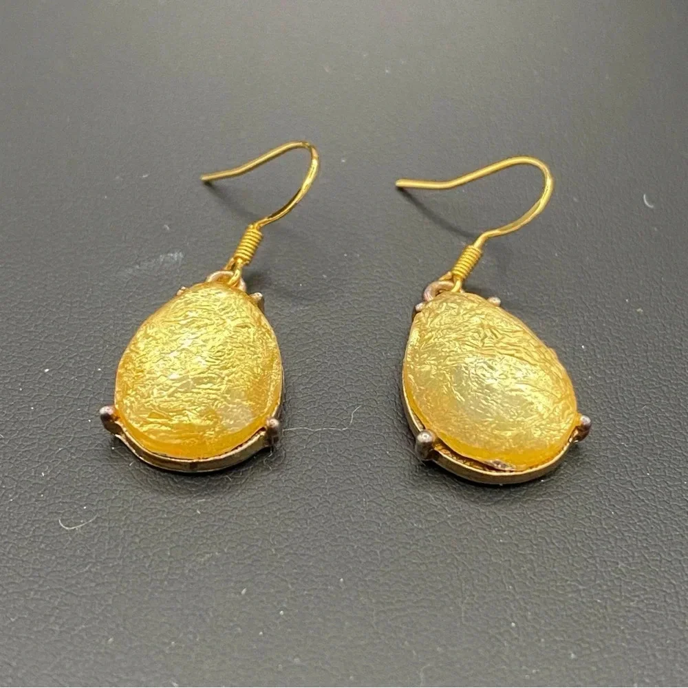 Shimmering Gold Foil Tear Drop Earrings